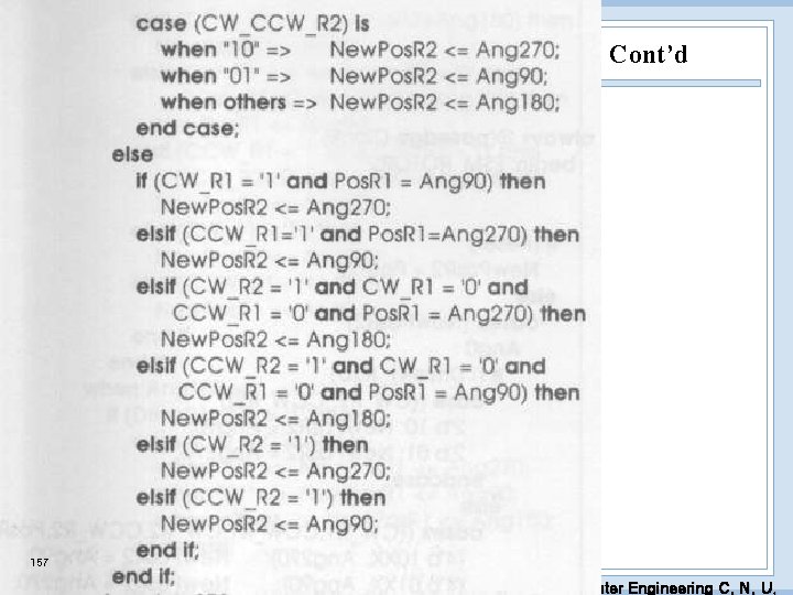 Cont’d 157 EDA Lab. Dept. of Computer Engineering C. N. U. 