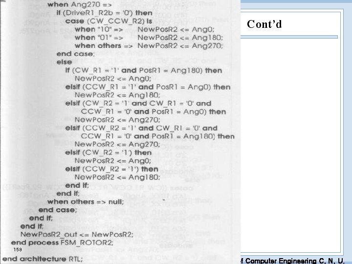 Cont’d 158 EDA Lab. Dept. of Computer Engineering C. N. U. 