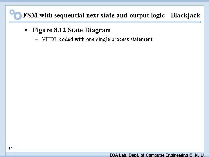 FSM with sequential next state and output logic - Blackjack • Figure 8. 12