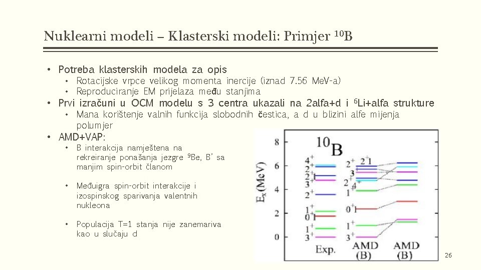 Nuklearni modeli – Klasterski modeli: Primjer 10 B • Potreba klasterskih modela za opis