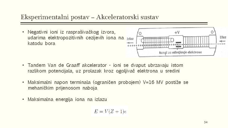 Eksperimentalni postav – Akceleratorski sustav • Negativni ioni iz rasprašivačkog izvora, udarima elektropozitivnih cezijevih