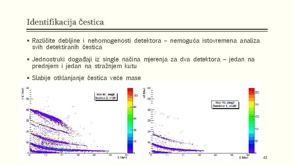 Identifikacija čestica § Različite debljine i nehomogenosti detektora – nemoguća istovremena analiza svih detektiranih