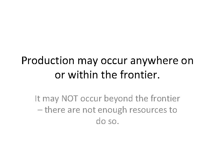 Production may occur anywhere on or within the frontier. It may NOT occur beyond