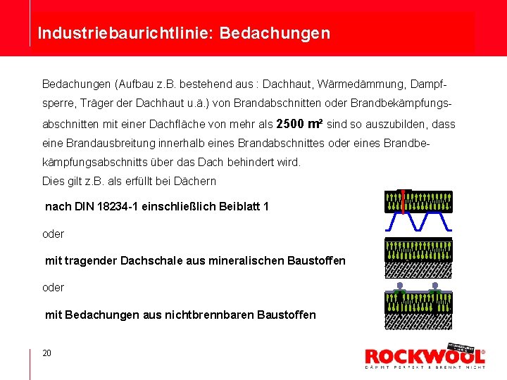 Industriebaurichtlinie: Bedachungen (Aufbau z. B. bestehend aus : Dachhaut, Wärmedämmung, Dampfsperre, Träger der Dachhaut