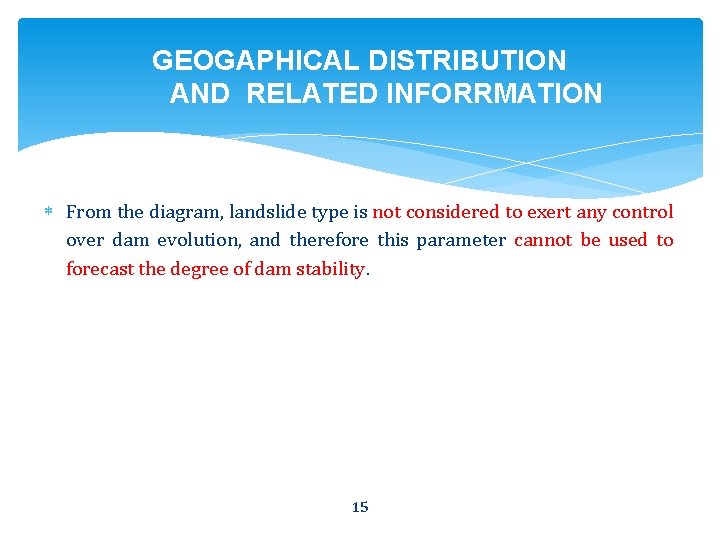 GEOGAPHICAL DISTRIBUTION AND RELATED INFORRMATION From the diagram, landslide type is not considered to