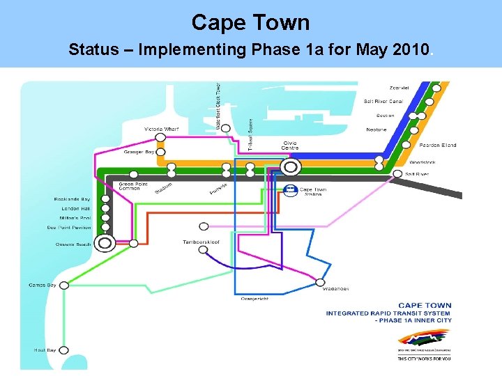 Cape Town Status – Implementing Phase 1 a for May 2010. 