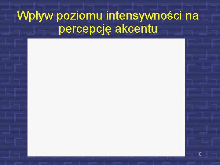 Wpływ poziomu intensywności na percepcję akcentu 10 