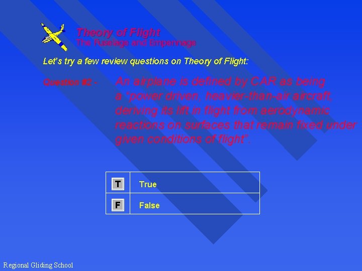 Theory of Flight The Fuselage and Empennage Let's try a few review questions on