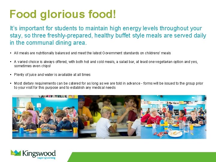 Food glorious food! It’s important for students to maintain high energy levels throughout your