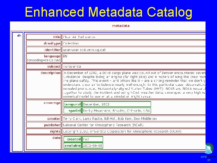 Enhanced Metadata Catalog 31 