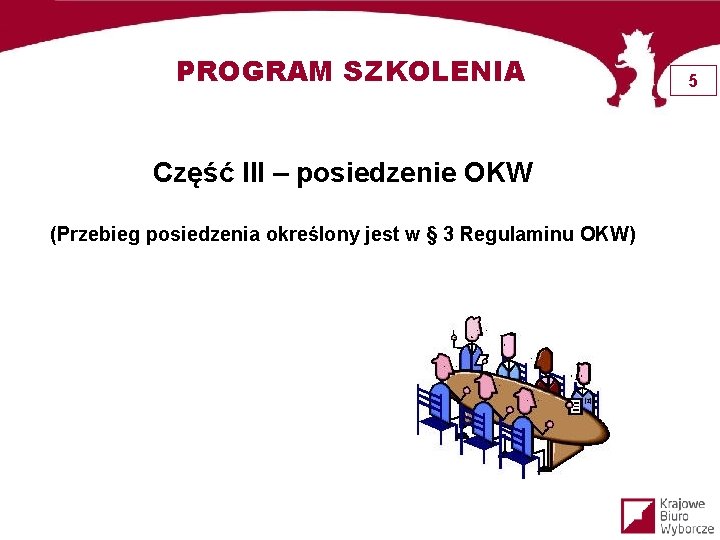 PROGRAM SZKOLENIA Część III – posiedzenie OKW (Przebieg posiedzenia określony jest w § 3