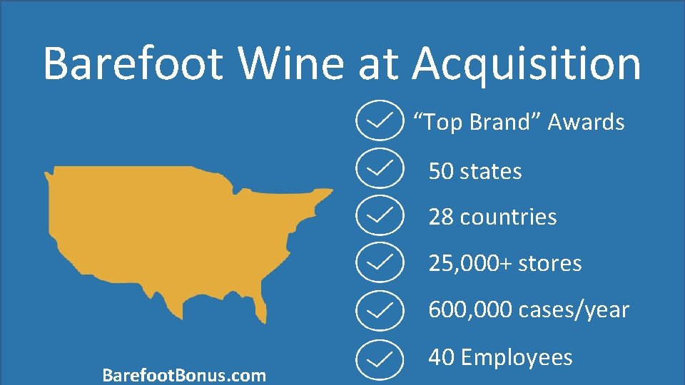 Barefoot Wine at Acquisition “Top Brand” Awards 50 states 28 countries 25, 000+ stores