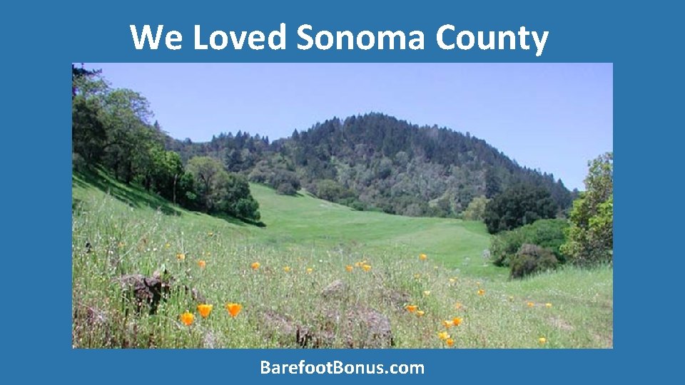 We Loved Sonoma County Barefoot. Bonus. com 
