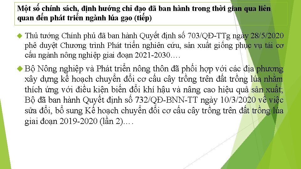 Một số chính sách, định hướng chỉ đạo đã ban hành trong thời gian