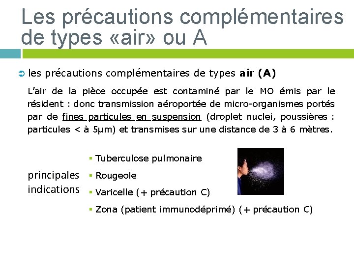 Les précautions complémentaires de types «air» ou A Ü les précautions complémentaires de types