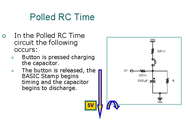 Polled RC Time In the Polled RC Time circuit the following occurs: ¡ l