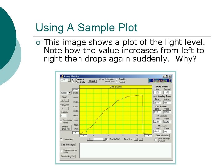 Using A Sample Plot ¡ This image shows a plot of the light level.