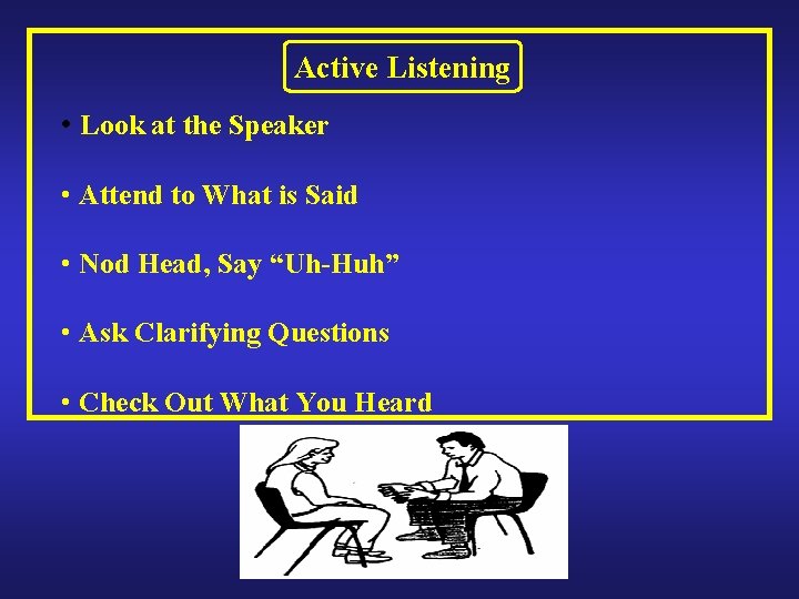 Active Listening • Look at the Speaker • Attend to What is Said •