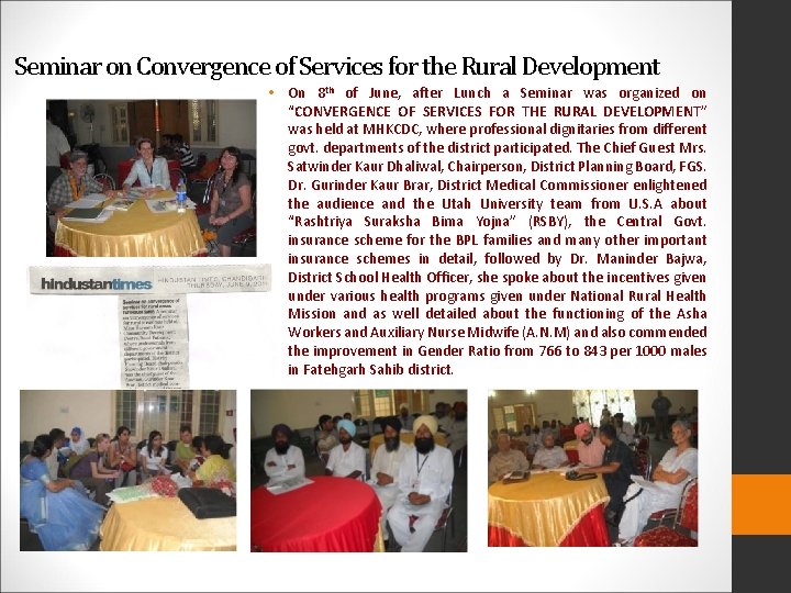 Seminar on Convergence of Services for the Rural Development • On 8 th of