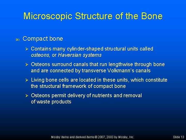 Microscopic Structure of the Bone Compact bone Ø Contains many cylinder-shaped structural units called
