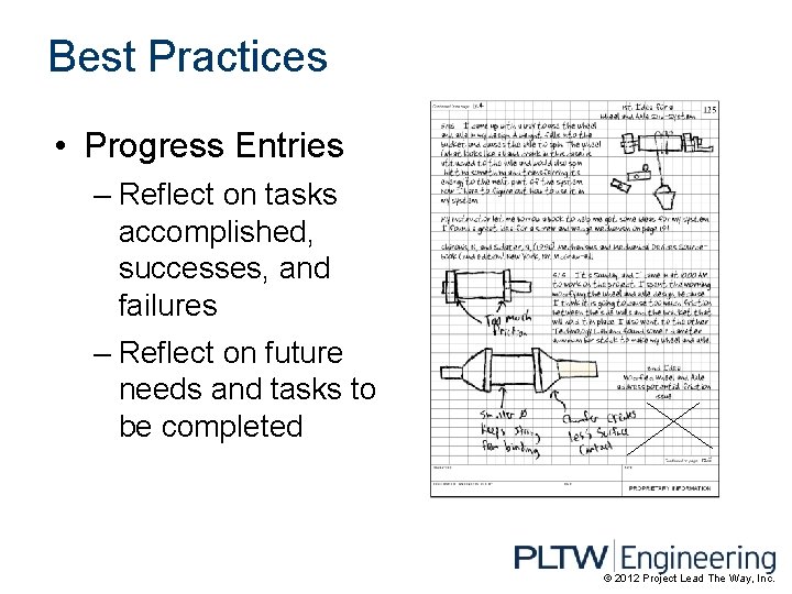 Best Practices • Progress Entries – Reflect on tasks accomplished, successes, and failures –