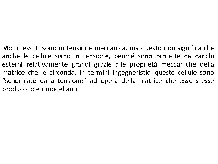 Molti tessuti sono in tensione meccanica, ma questo non significa che anche le cellule