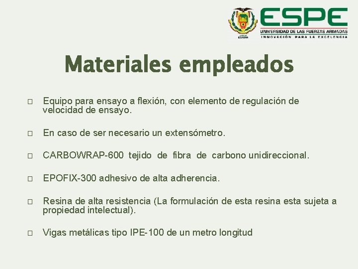 Materiales empleados � Equipo para ensayo a flexión, con elemento de regulación de velocidad