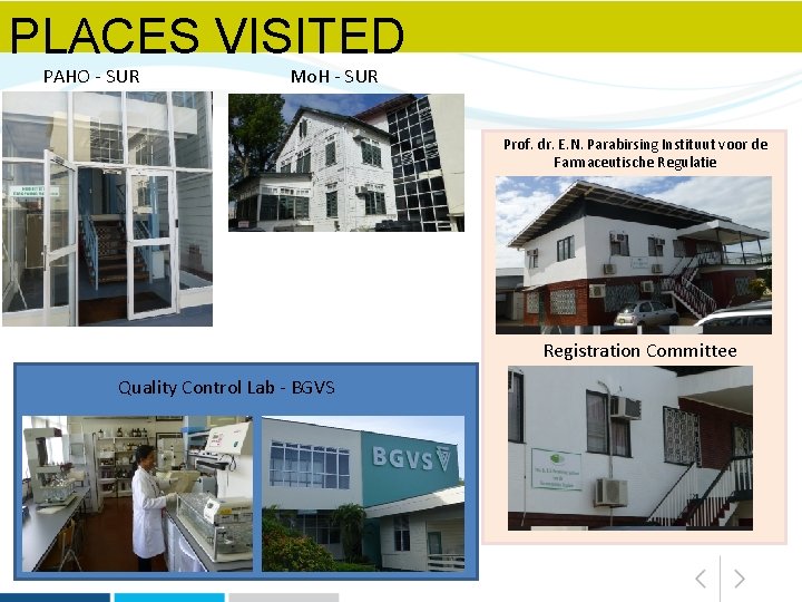 PLACES VISITED PAHO - SUR Mo. H - SUR Prof. dr. E. N. Parabirsing