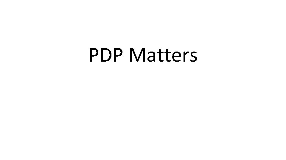 PDP Matters 