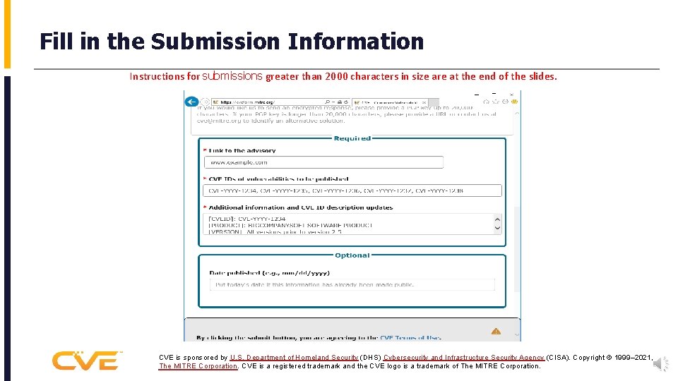 Fill in the Submission Information Instructions for submissions greater than 2000 characters in size