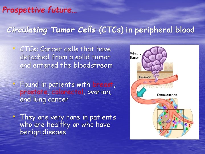 Prospettive future… Circulating Tumor Cells (CTCs) in peripheral blood • CTCs: Cancer cells that