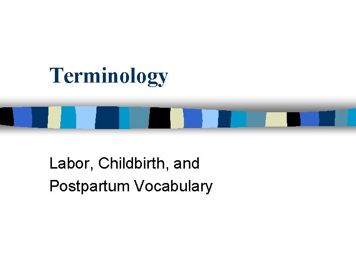 Terminology Labor, Childbirth, and Postpartum Vocabulary 