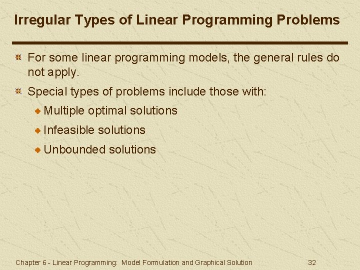 Irregular Types of Linear Programming Problems For some linear programming models, the general rules Irregular Types of Linear Programming Problems For some linear programming models, the general rules