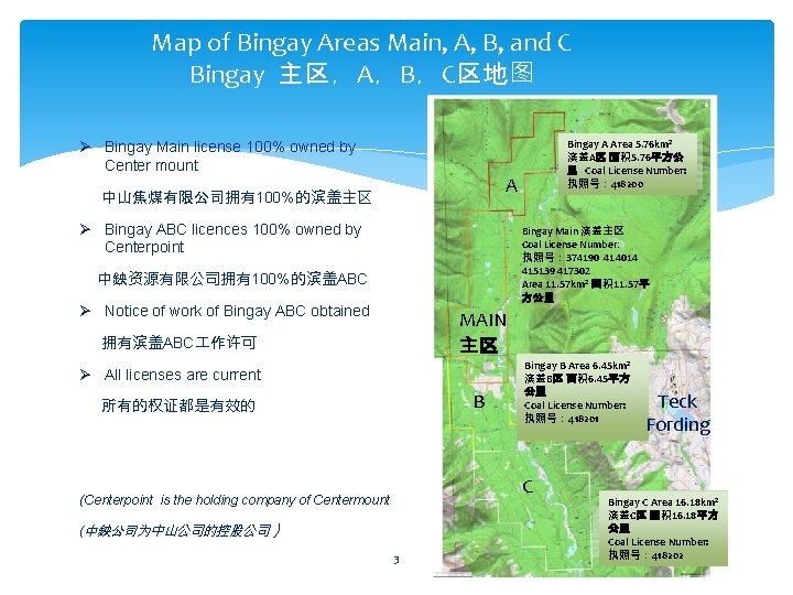 Map of Bingay Areas Main, A, B, and C Bingay 主区，A，B，C区地图 Ø Bingay Main