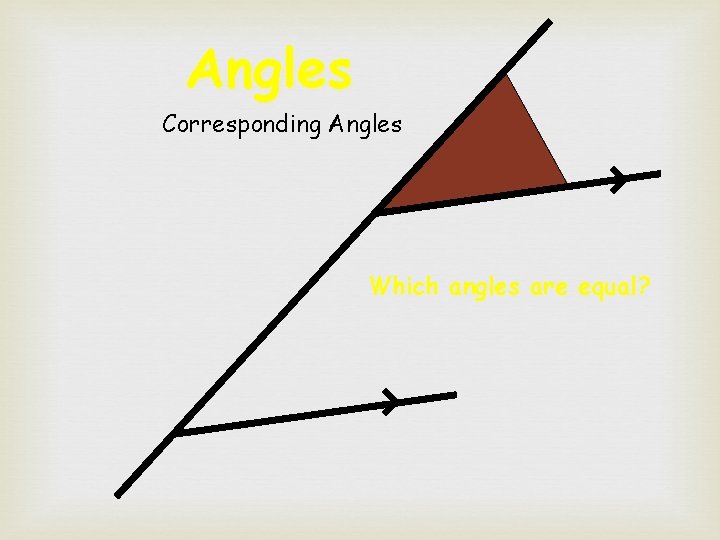 Angles Corresponding Angles Which angles are equal? 