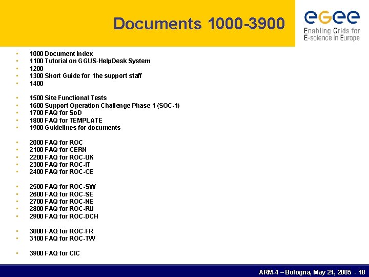 Documents 1000 -3900 • • • 1000 Document index 1100 Tutorial on GGUS-Help. Desk