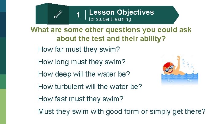 1 Lesson Objectives for student learning What are some other questions you could ask
