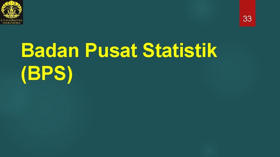 33 Badan Pusat Statistik (BPS) 