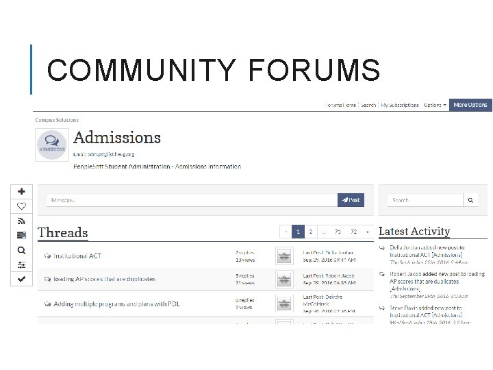 COMMUNITY FORUMS 