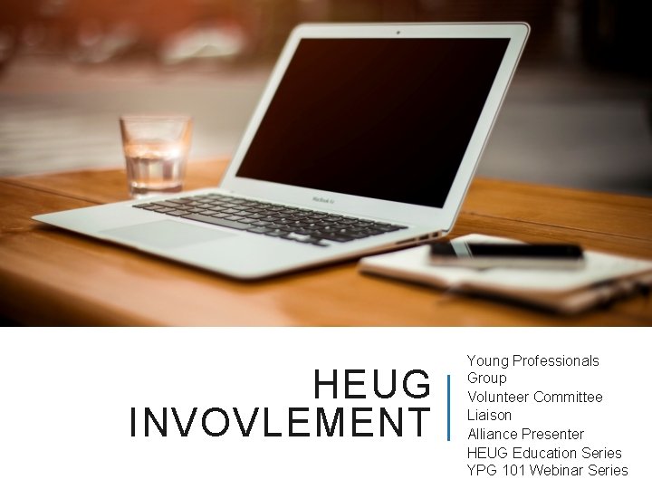 HEUG INVOVLEMENT Young Professionals Group Volunteer Committee Liaison Alliance Presenter HEUG Education Series YPG
