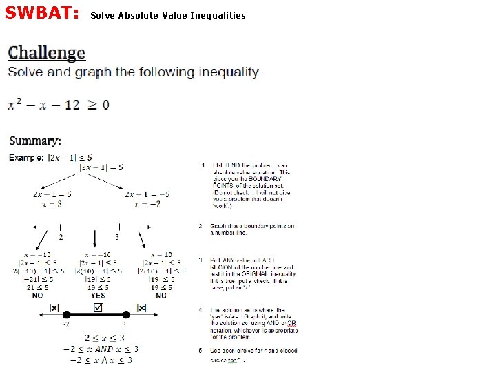 SWBAT: Solve Absolute Value Inequalities 