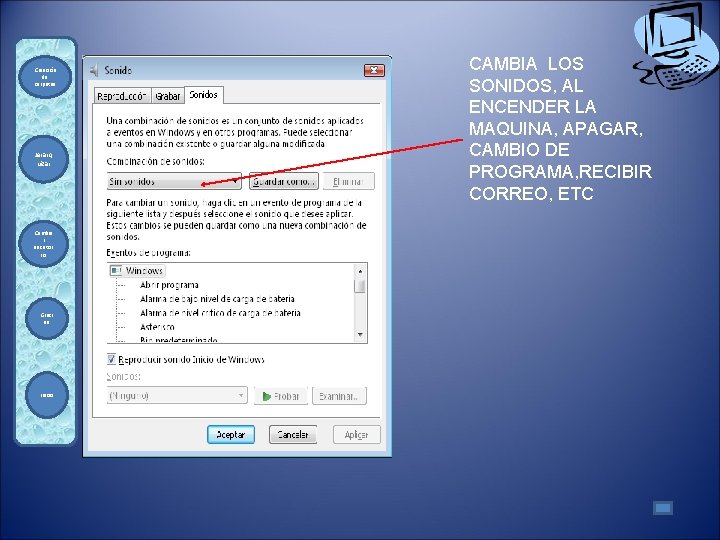 Creación de carpetas Jerarq uizar Cambia r escritor io Graci as Inicio CAMBIA LOS