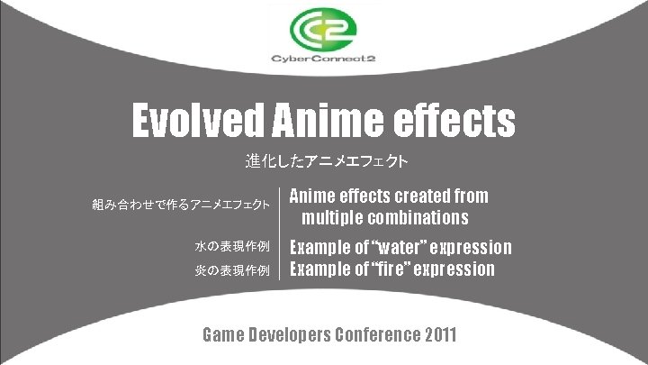 Evolved Anime effects 進化したアニメエフェクト 組み合わせで作るアニメエフェクト 水の表現作例 炎の表現作例 Anime effects created from multiple combinations Example