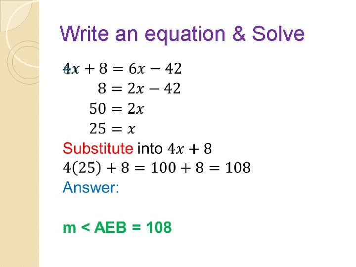 Write an equation & Solve 