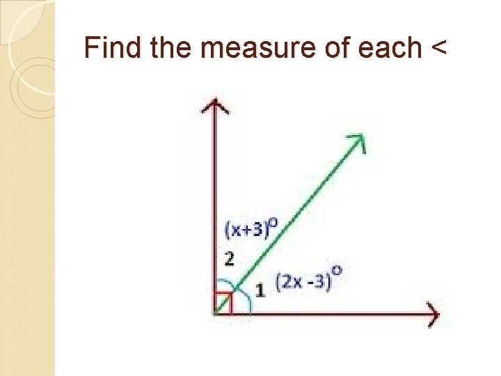 Find the measure of each < 