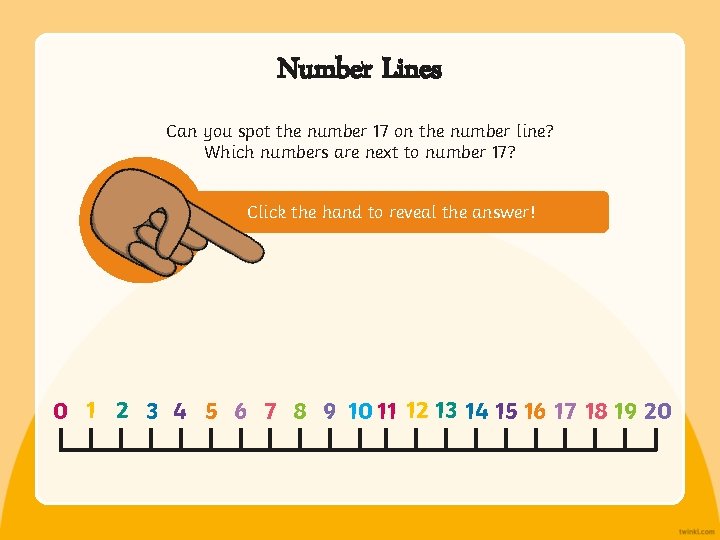 Number Lines Can you spot the number 17 on the number line? Which numbers