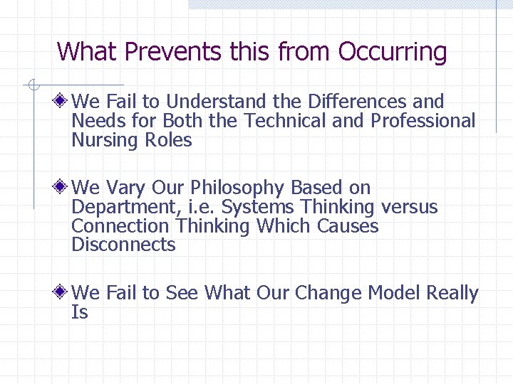 What Prevents this from Occurring We Fail to Understand the Differences and Needs for