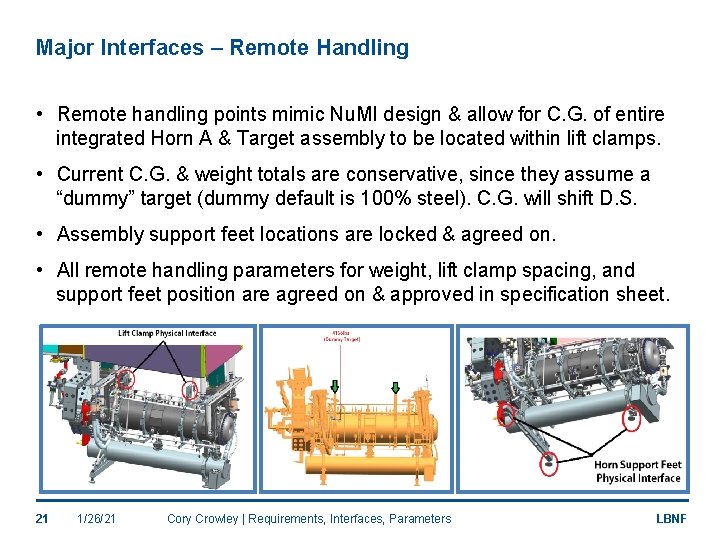 Major Interfaces – Remote Handling • Remote handling points mimic Nu. MI design &