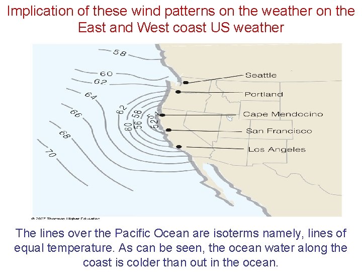 Implication of these wind patterns on the weather on the East and West coast