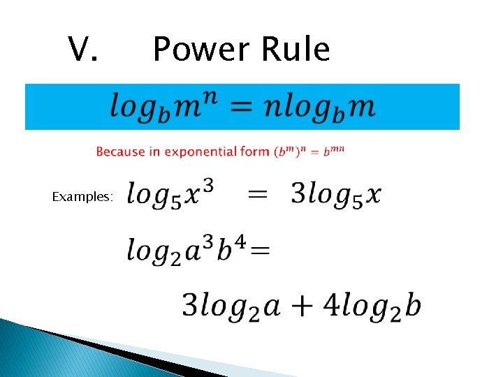 V. Examples: Power Rule 